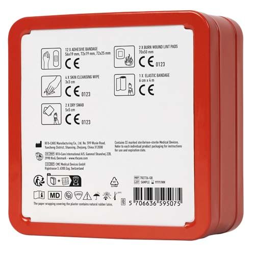 red Kit de primeros auxilios en caja metálica