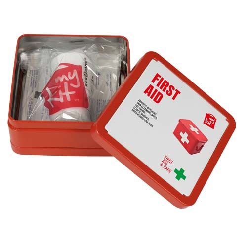 red Kit de primeros auxilios en caja metálica