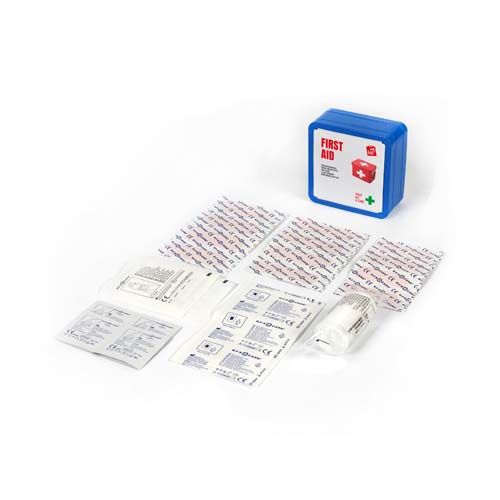 blue Kit de primeros auxilios en caja metálica
