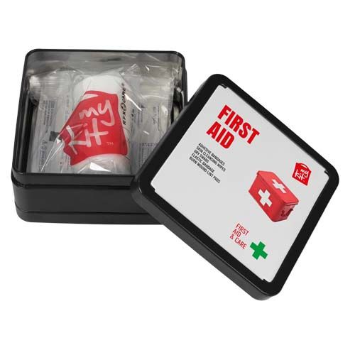 black Kit de primeros auxilios en caja metálica