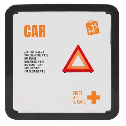 KIT DE PRIMEROS AUXILIOS PARA EL COCHE EN CAJA METÁLICA 
