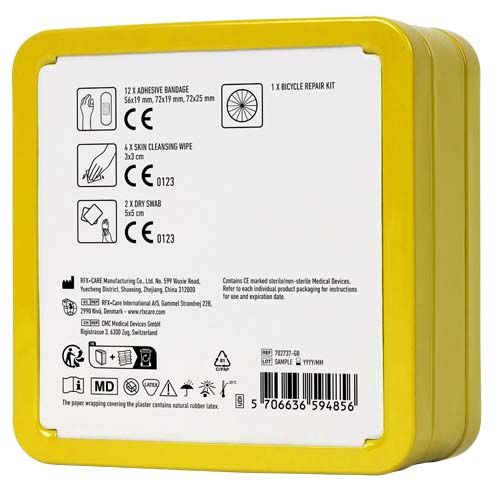 yellow Kit de reparación de bicicletas en caja metálica