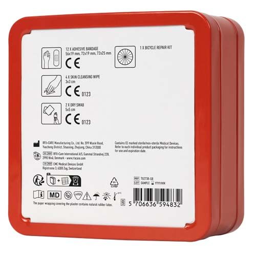 red Kit de reparación de bicicletas en caja metálica