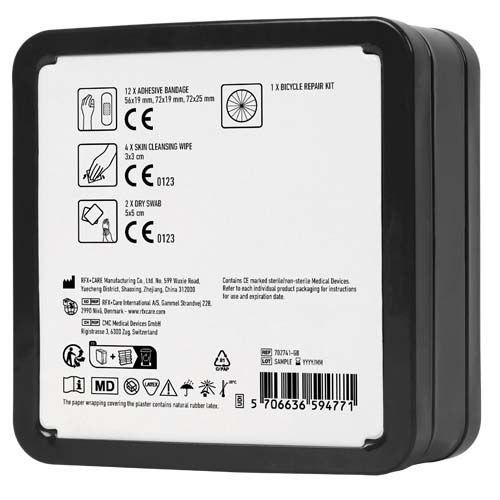 black Kit de reparación de bicicletas en caja metálica