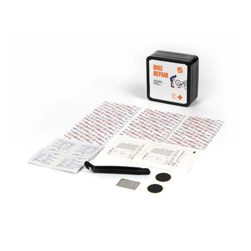 black Kit de reparación de bicicletas en caja metálica