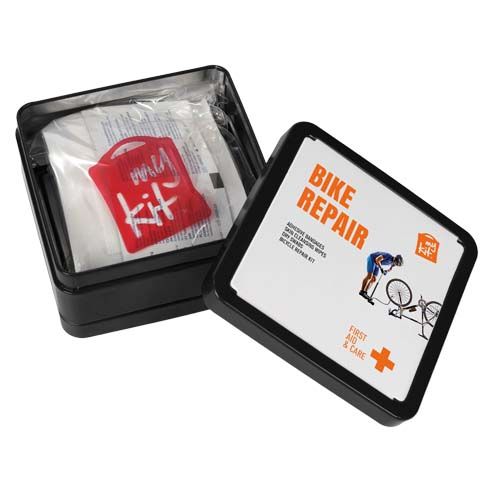 black Kit de reparación de bicicletas en caja metálica