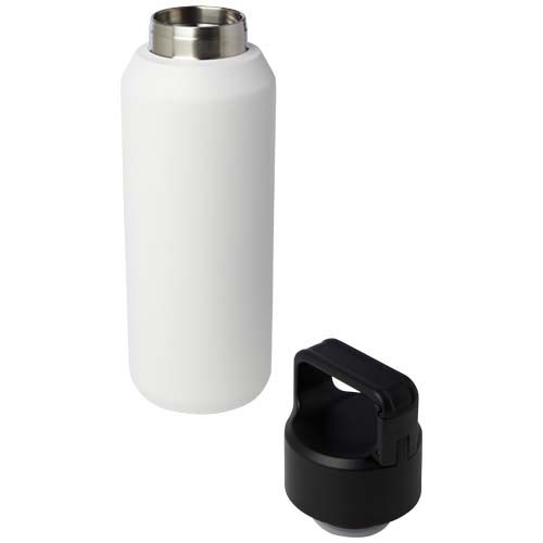 white Botella de 600 ml con aislamiento al vacío de cobre en acero inoxidable reciclado con certificado RCS