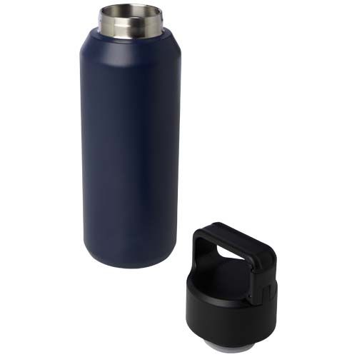azul marino Botella de 600 ml con aislamiento al vacío de cobre en acero inoxidable reciclado con certificado RCS