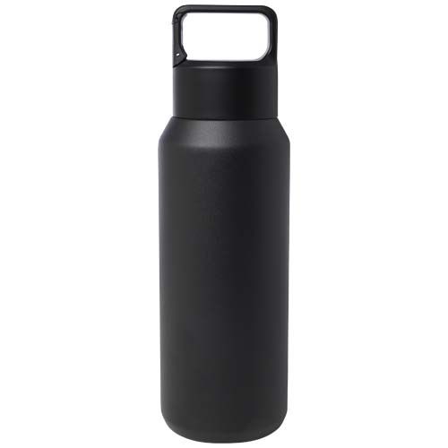 black Botella de 600 ml con aislamiento al vacío de cobre en acero inoxidable reciclado con certificado RCS