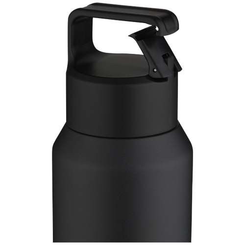 black Botella de 600 ml con aislamiento al vacío de cobre en acero inoxidable reciclado con certificado RCS