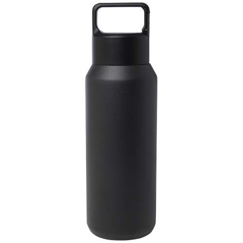 black Botella de 600 ml con aislamiento al vacío de cobre en acero inoxidable reciclado con certificado RCS