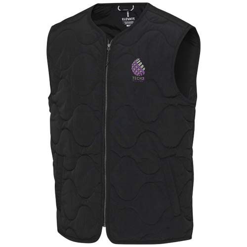 black Chaleco acolchado unisex de material reciclado con certificado GRS Quartz
