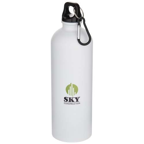white Botella de 750 ml de acero inoxidable mate reciclado con certificado RCS con mosquetón