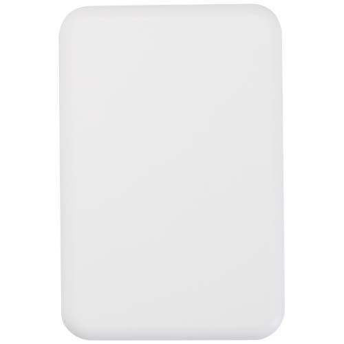 white Batería externa inalámbrica magnética de 5000 mAh y 15 W con PD de 20 W fabricada con plástico reciclado