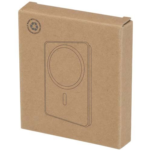 white Batería externa inalámbrica magnética de 5000 mAh y 15 W con PD de 20 W fabricada con plástico reciclado