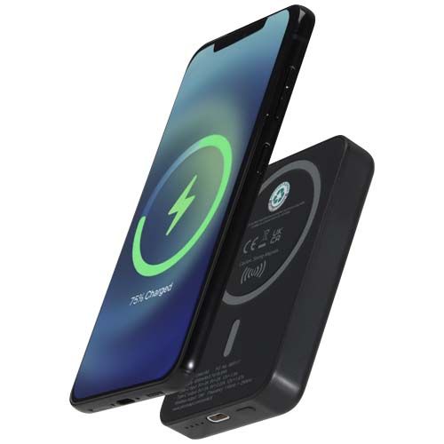 BATERÍA EXTERNA INALÁMBRICA MAGNÉTICA DE 5000 MAH Y 15 W CON PD DE 20 W FABRICADA CON PLÁSTICO RECICLADO