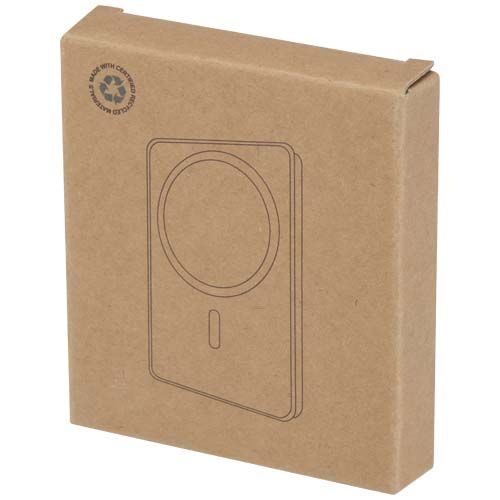 black Batería externa inalámbrica magnética de 5000 mAh y 15 W con PD de 20 W fabricada con plástico reciclado