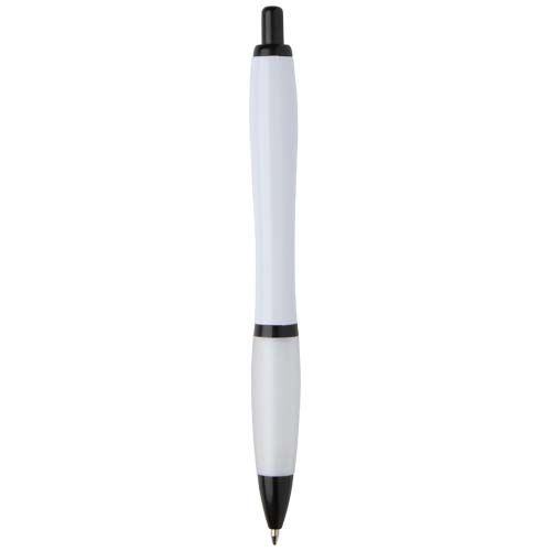 Bolígrafo de plástico reciclado con adornos negros (tinta negra) 