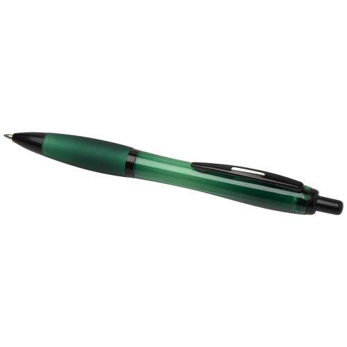 Bolígrafo de plástico reciclado con adornos negros (tinta negra) 