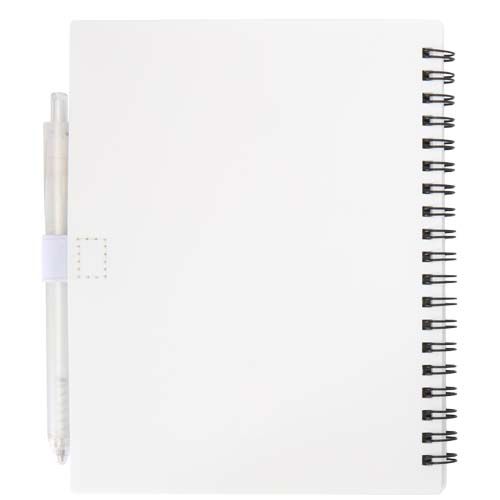 Juego de libreta de tapa blanda y bolígrafo de plástico reciclado (tinta azul) 