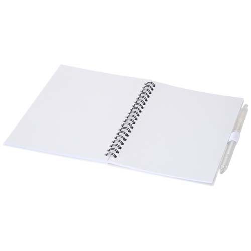 Juego de libreta de tapa blanda y bolígrafo de plástico reciclado (tinta azul) 