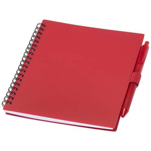 red Juego de libreta de tapa blanda y bolígrafo de plástico reciclado (tinta azul)