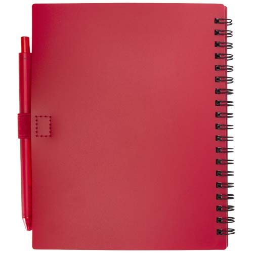 red Juego de libreta de tapa blanda y bolígrafo de plástico reciclado (tinta azul)