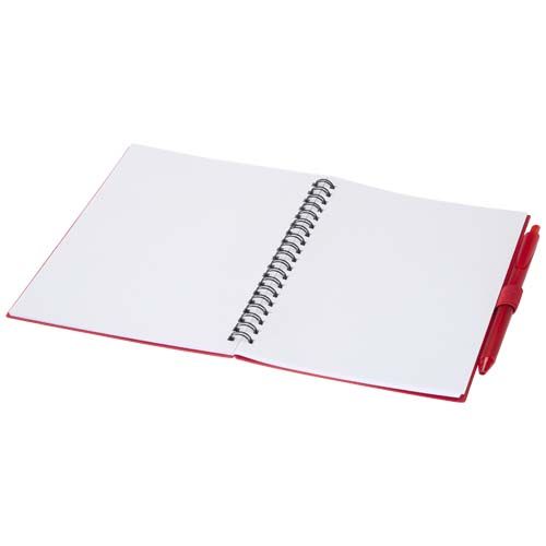 red Juego de libreta de tapa blanda y bolígrafo de plástico reciclado (tinta azul)