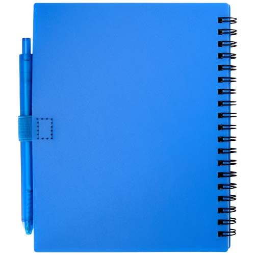 Juego de libreta de tapa blanda y bolígrafo de plástico reciclado (tinta azul) 