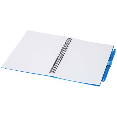 blue Juego de libreta de tapa blanda y bolígrafo de plástico reciclado (tinta azul)