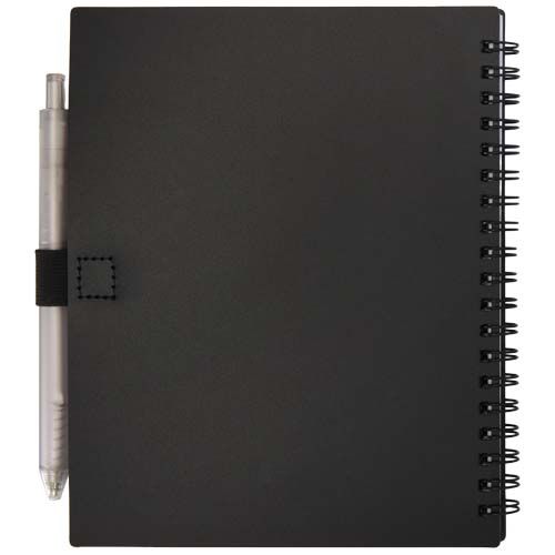 black Juego de libreta de tapa blanda y bolígrafo de plástico reciclado (tinta azul)