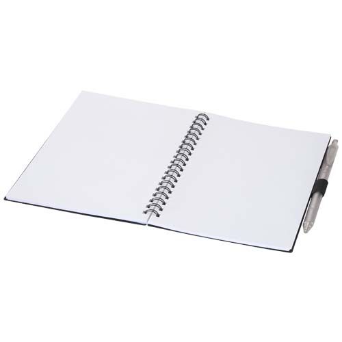 Juego de libreta de tapa blanda y bolígrafo de plástico reciclado (tinta azul) 