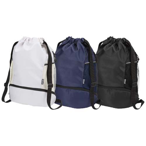 Bolsa deportiva de 18 L con cordón y compartimento inferior de material reciclado con certificado GRS 
