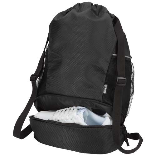 Bolsa deportiva de 18 L con cordón y compartimento inferior de material reciclado con certificado GRS 