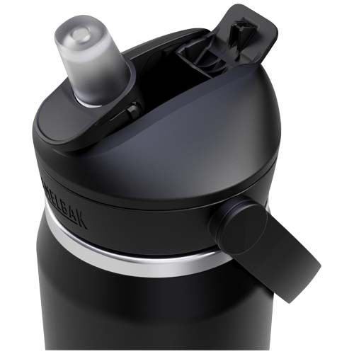 black Botella de 740 ml de acero inoxidable con pajita abatible