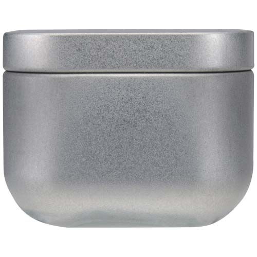 plateado mate Vela cuadrada en caja metálica con aroma de vainilla