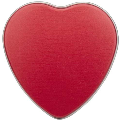 rojo mate Vela con forma de corazón y aroma de vainilla en caja metálica