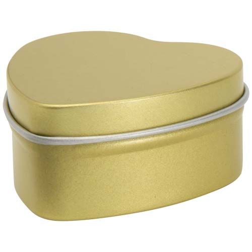 oro rosa Vela con forma de corazón y aroma de vainilla en caja metálica