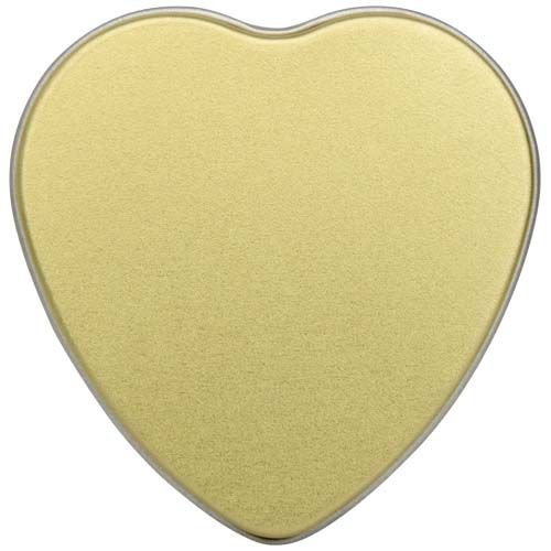 oro rosa Vela con forma de corazón y aroma de vainilla en caja metálica