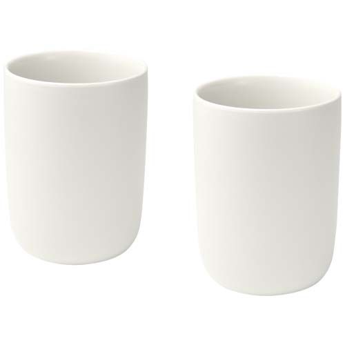 white Juego de 2 tazas de cerámica acabado mate de 350 ml