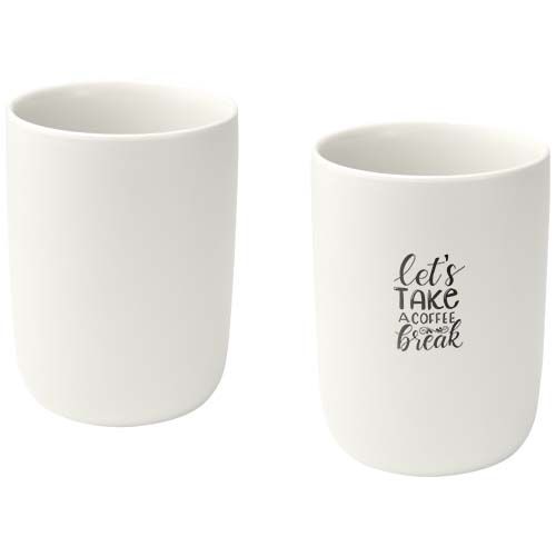 white Juego de 2 tazas de cerámica acabado mate de 350 ml