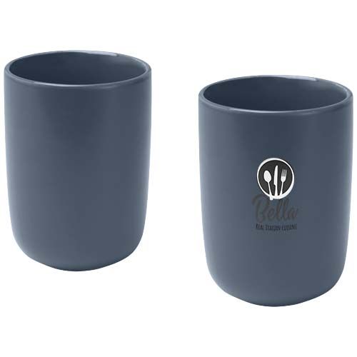 azul oscuro Juego de 2 tazas de cerámica acabado mate de 350 ml