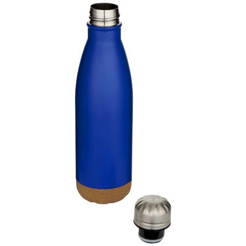 azulón Botella de 500 ml de acero inoxidable con aislamiento y doble pared con detalles de corcho