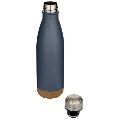 azul oscuro Botella de 500 ml de acero inoxidable con aislamiento y doble pared con detalles de corcho