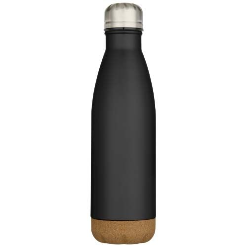black Botella de 500 ml de acero inoxidable con aislamiento y doble pared con detalles de corcho