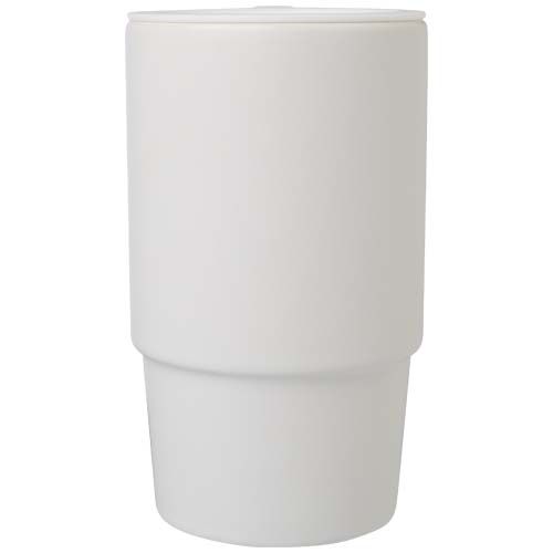 Taza de cerámica con tapa de plástico de 450 ml 