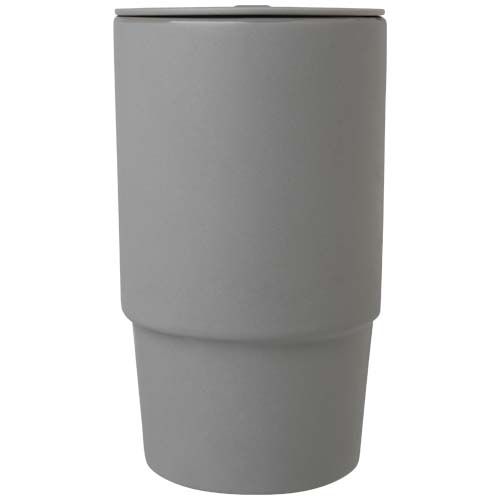 Taza de cerámica con tapa de plástico de 450 ml 