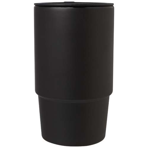 Taza de cerámica con tapa de plástico de 450 ml 