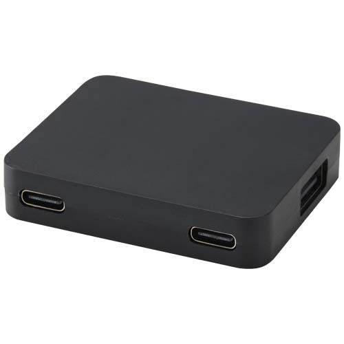 HUB USB DE 4 PUERTOS CON SALIDA USB-A Y TIPO-C Y DOBLE ENTRADA FABRICADO CON PLÁSTICO RECICLADO 