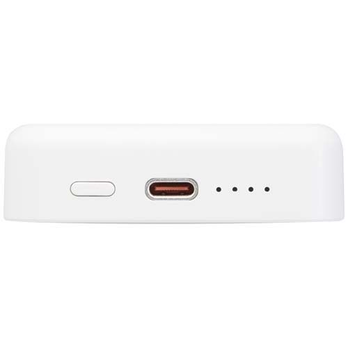 white Batería externa inalámbrica magnética de 10 000 mAh y 15 W con PD de 20 W fabricada con plástico reciclado